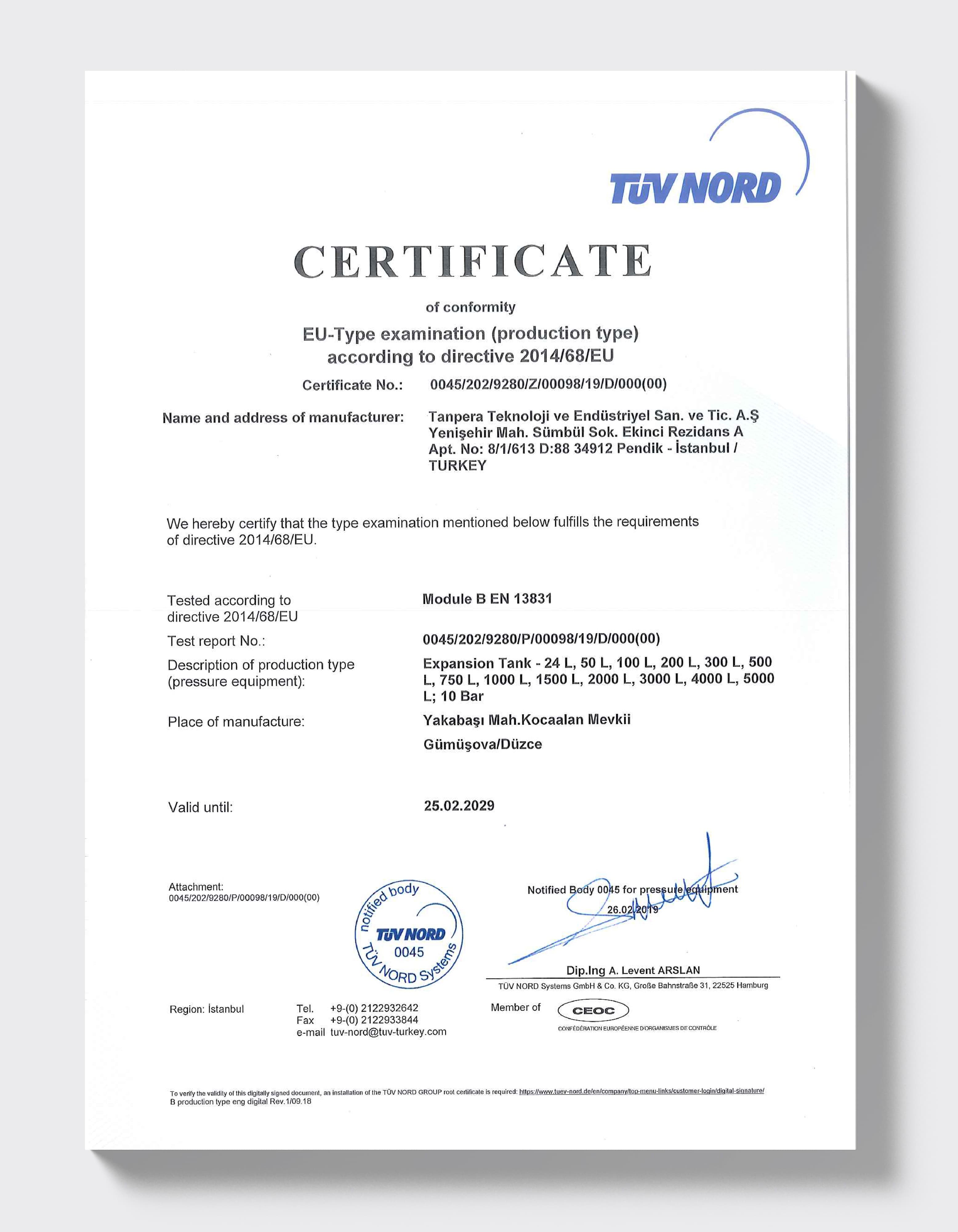 TÜV AUSTRIA — Expansion Tanks Module B
