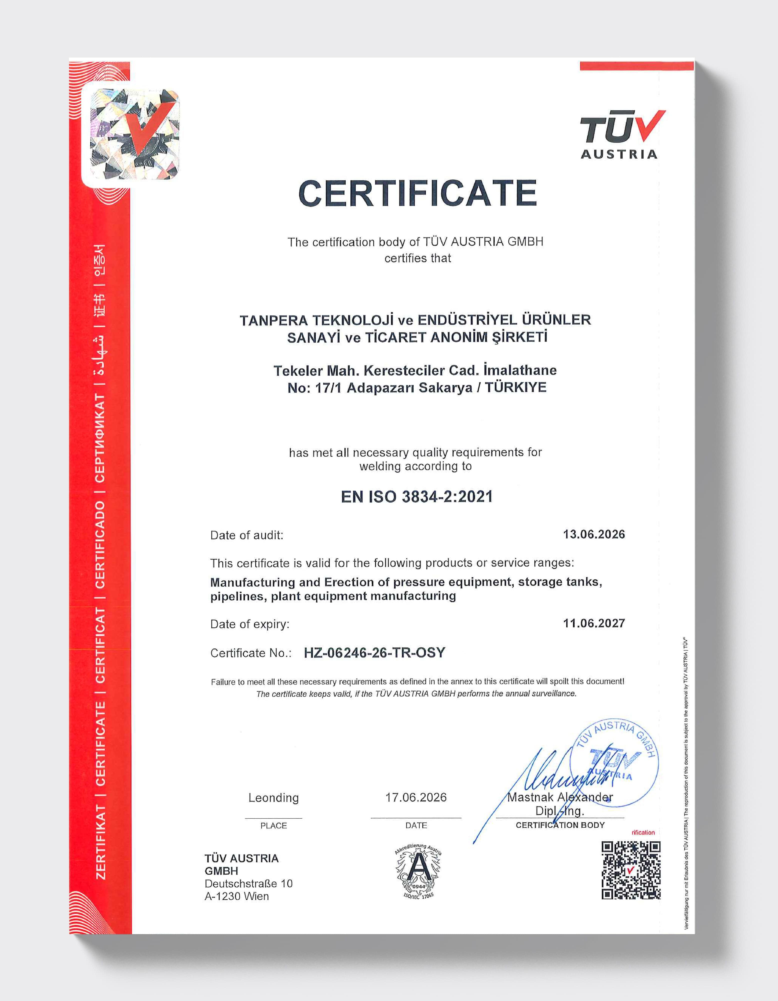 ISO 3834-2 — Welding Quality Management