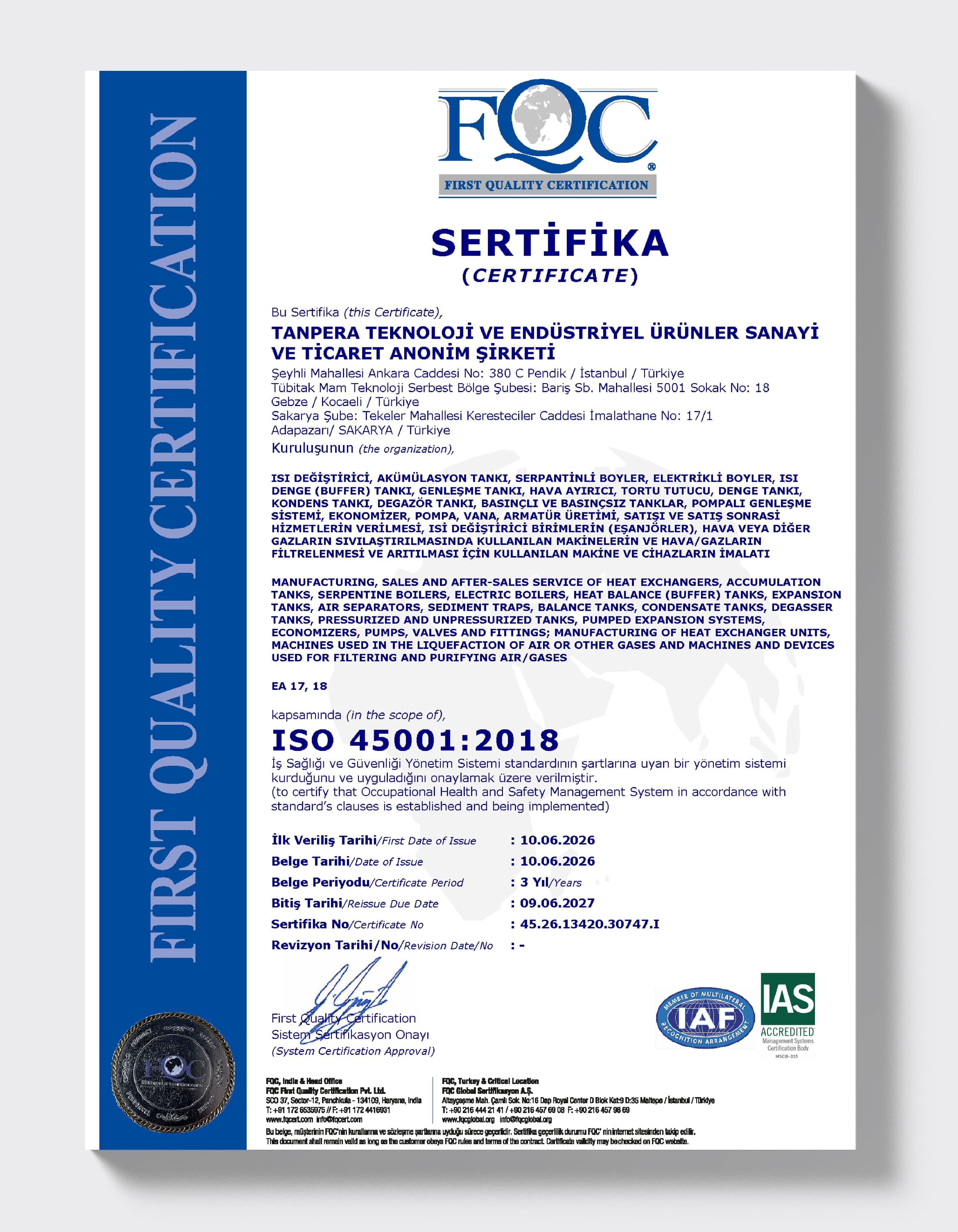 ISO 45001:2018 — Occupational Health & Safety