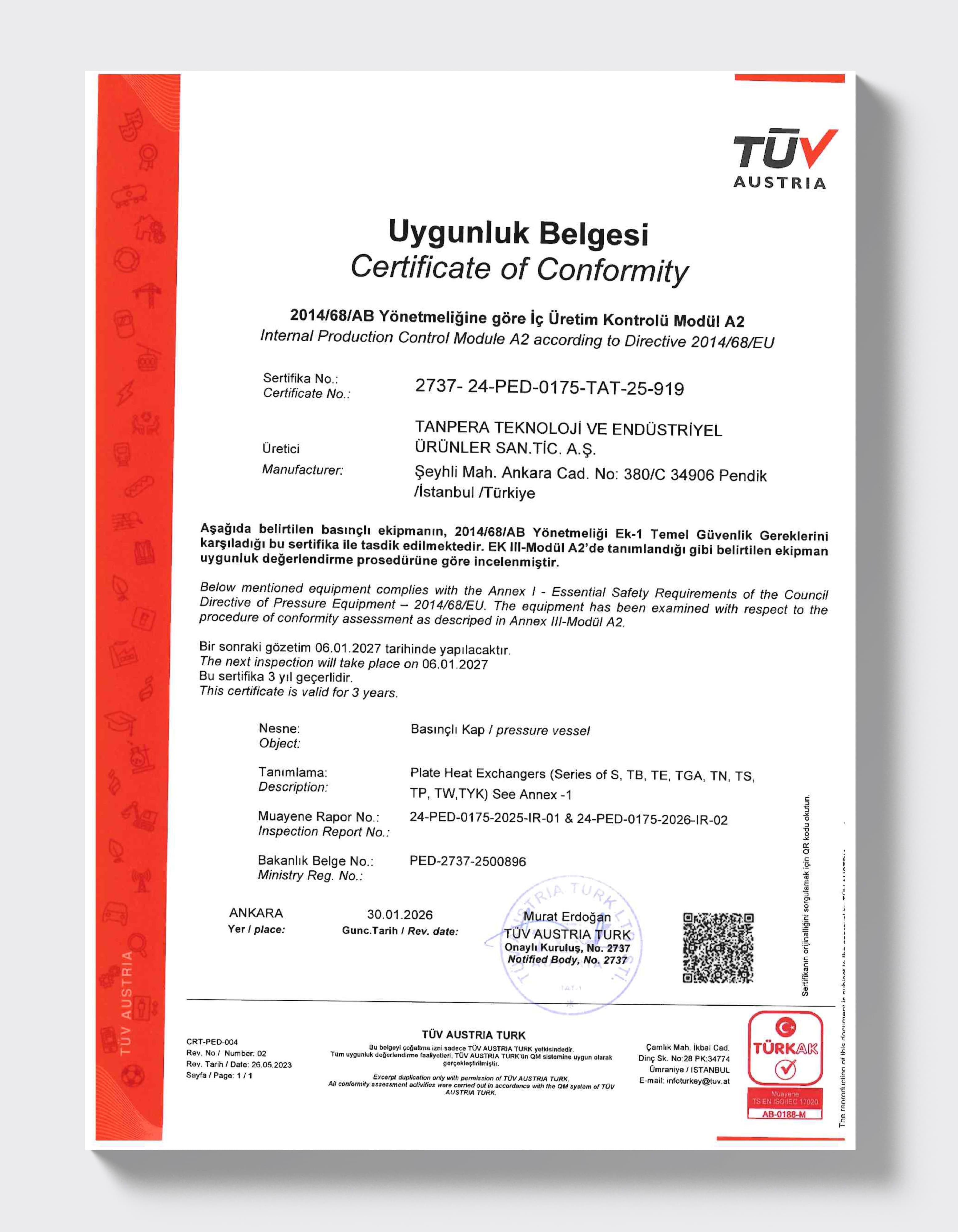 TÜV AUSTRIA — Plate Heat Exchangers Module A2